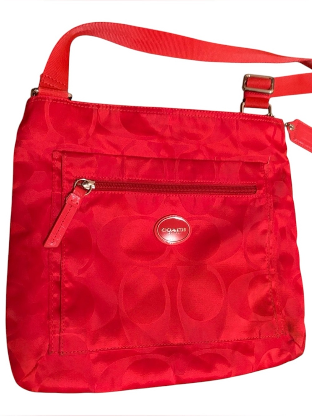 Coach Getaway Signature C's Nylon File Bag Hot Orange F77408